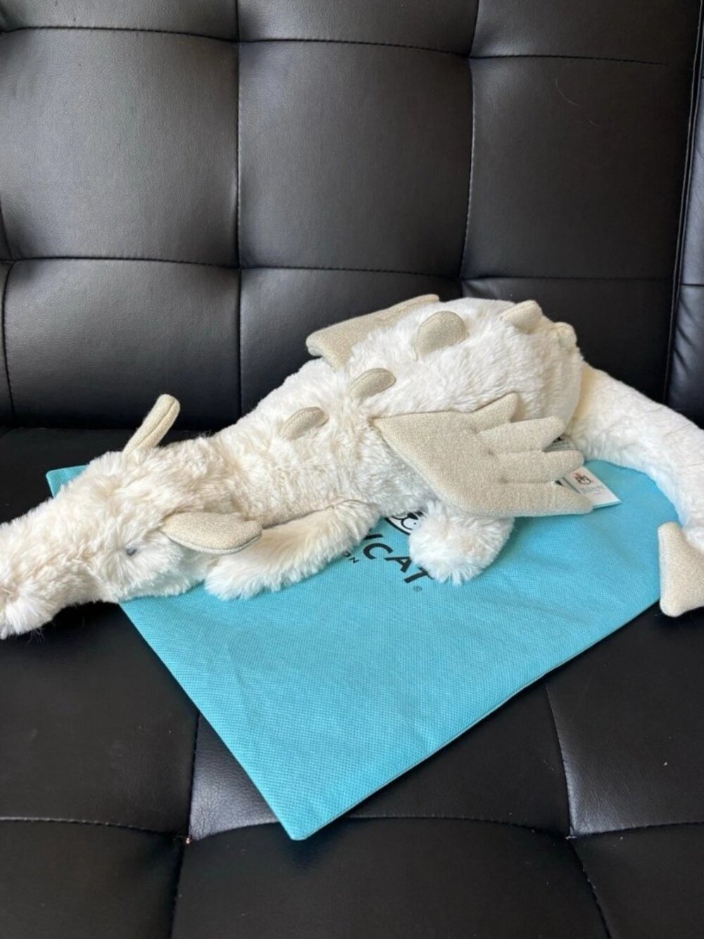 Snow Dragon White Plush Stuffed Animal Soft Toy Winged Dragon Fantasy